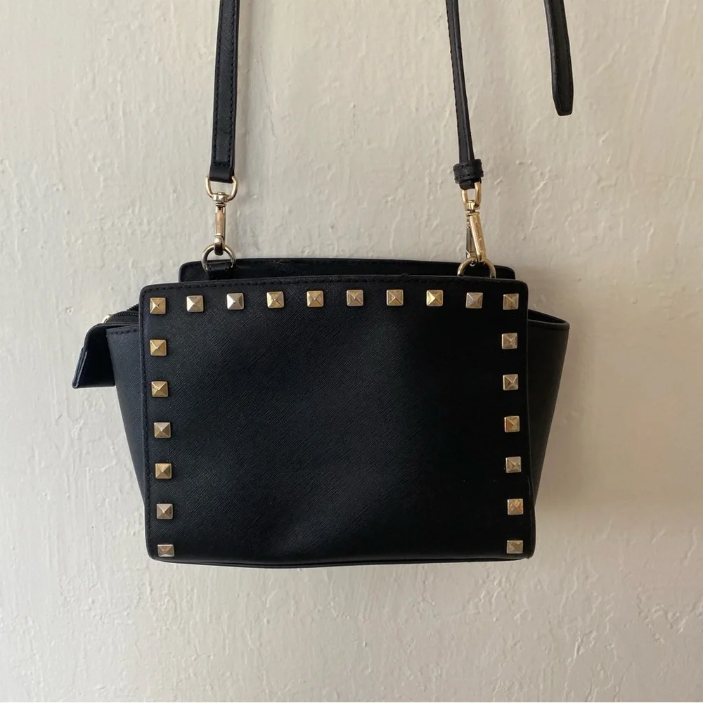 Michael Kors Selma Medium Metallic Leather Crossbody